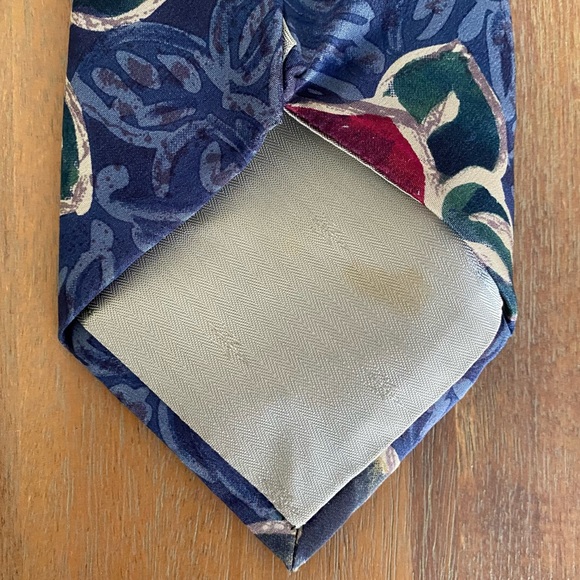 Men's Blue Floral Patterned X'Andrini Silk Italian Tie - Picture 6 of 10